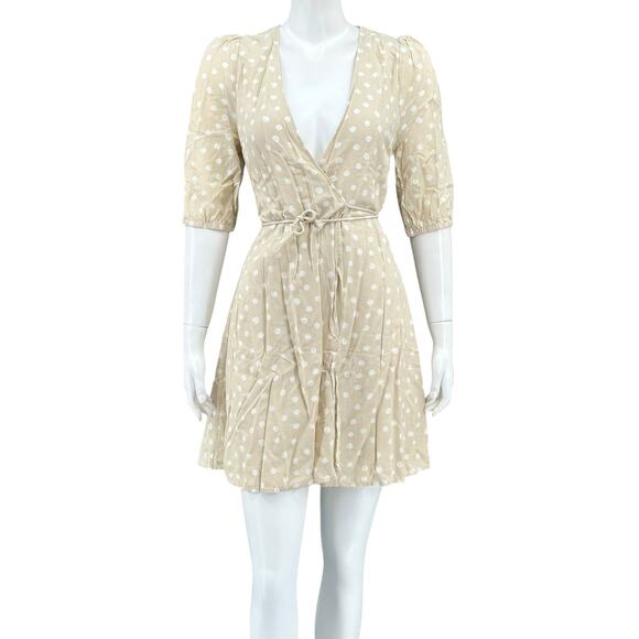 SAMSOE Dresses & Skirts - Samsoe Samsoe Dress Womens Small Britt Short Sleeve Wrap Mini Rice Doodle Dot